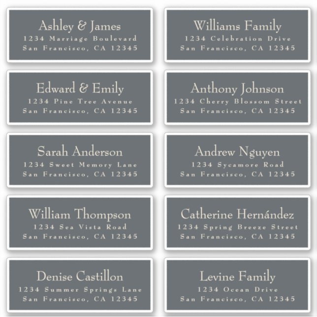 Chic Black Ivory Wedding Guest Address Labels (Vorderseite)