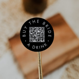 Chic Black kauft die Braut ein trinken QR-Code-Cir Runder Aufkleber