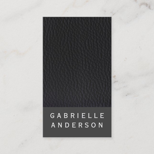 Chic Black Leather mit fett Text Visitenkarte (Vorderseite)