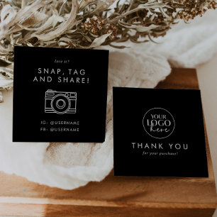 Chic Black Logo Social Media Share Vielen Dank Quadratische Visitenkarte