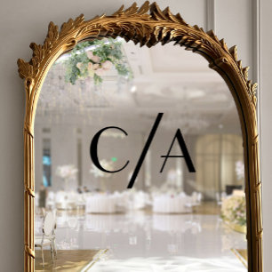 Chic Black Monogram Art Deco Briefing Wedding Fensteraufkleber