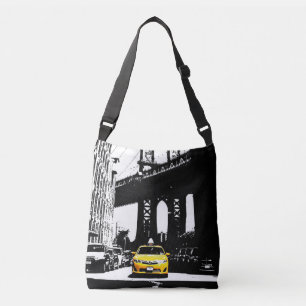 Chic Black Nyc New York City Yellow Taxi Brooklyn Tragetaschen Mit Langen Trägern