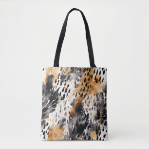 Chic Black Peach White Leopard Animal Print