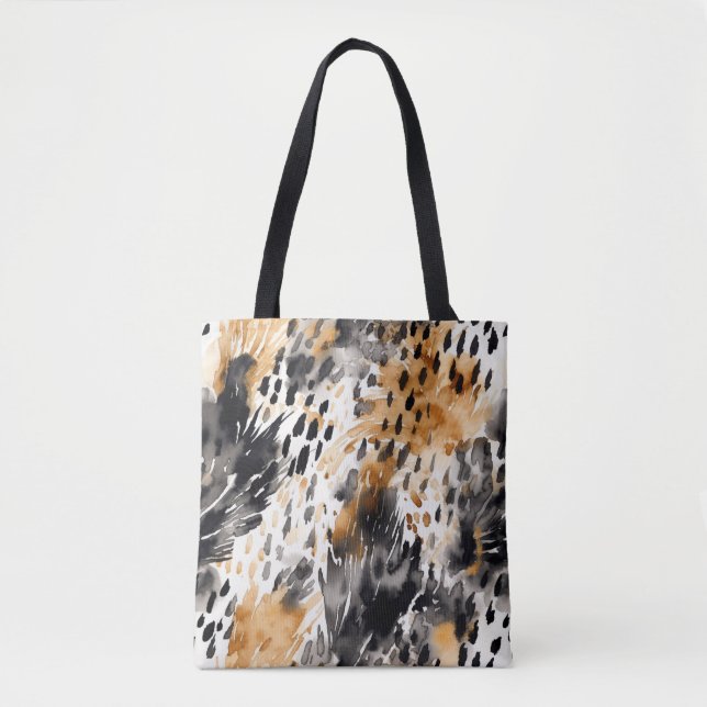 Chic Black Peach White Leopard Animal Print (Vorderseite)