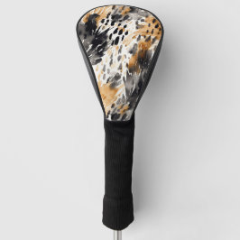 Chic Black Peach White Leopard Animal Print Golf Headcover