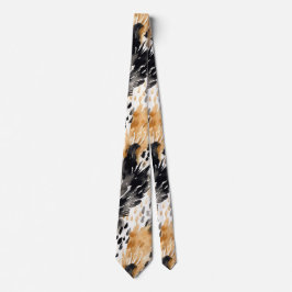 Chic Black Peach White Leopard Animal Print Krawatte