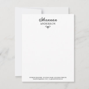Chic Black Personalisiert Calligraphy Name Busines Mitteilungskarte