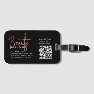 Chic Black Pink Beauty Beruflich QR Code Gepäckanhänger