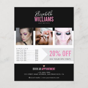 Chic Black Pink Beauty Salon Promo Flyer