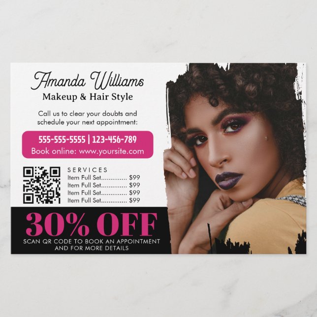 Chic Black Pink Schönheitssalon Promo Discount Fly Flyer (Vorne)