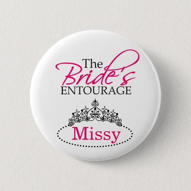Chic Black Pink The Bride's Entourage Brautparty Button (Vorderseite)