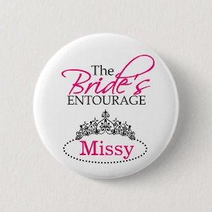 Chic Black Pink The Bride's Entourage Brautparty Button