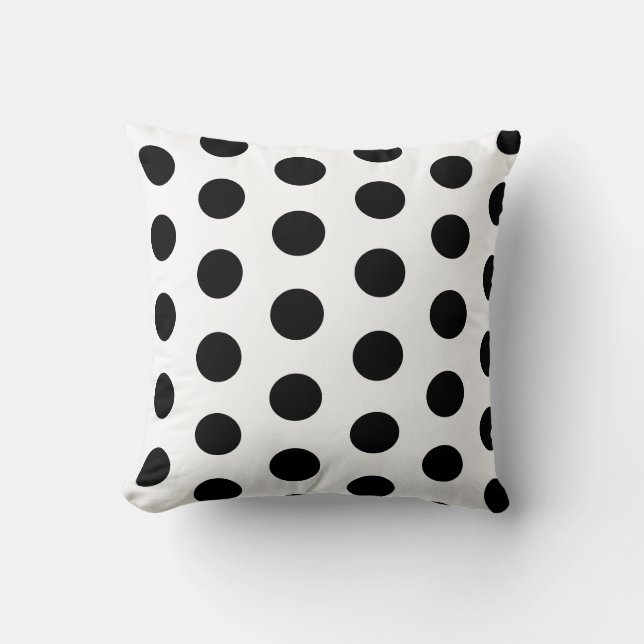 Chic Black Polka Dots auf weißem Kissen mit Rücken (Vorderseite)