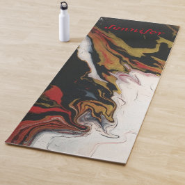 Chic Black Red Gold Personalisiert Yoga Mat Yogamatte