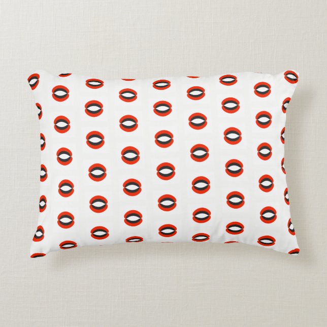 Chic Black Red White Pattern Zierkissen (Vorderseite)