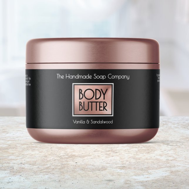 Chic Black, Rose Gold, White Body Butter Jar label Wasserflaschenetikett (Von Creator hochgeladen)