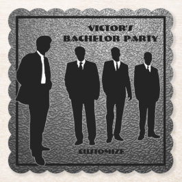 Chic Black & Silver Bachelor Party Untersetzer