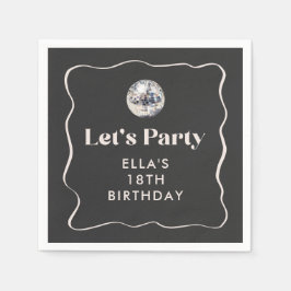Chic Black & Silver Disco Ball 18. Geburtstagspart Serviette