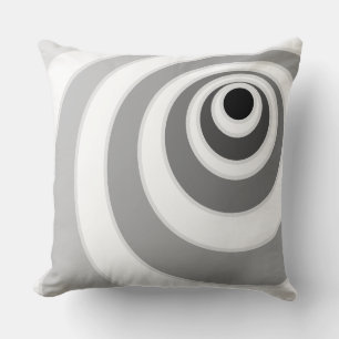 Chic Black Silver und White Concentric Circles Kissen