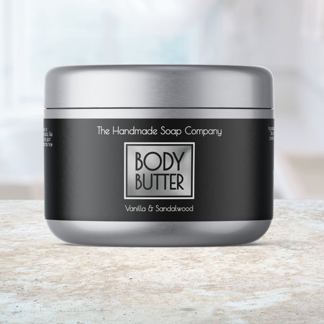 Chic Black, Silver, White Body Butter Jar label Wasserflaschenetikett (Von Creator hochgeladen)