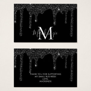 Chic Black Sparkle Glitzer Tropfens Monogram