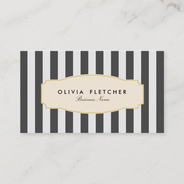 Chic Black Stripes Business Cards Visitenkarte (Vorderseite)
