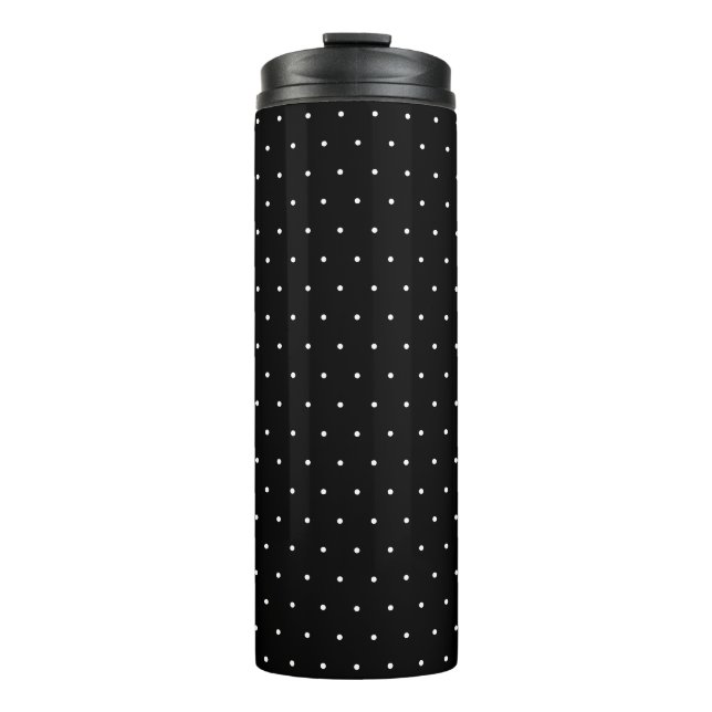 Chic Black Thermal Tumbler with White Dot Pattern Thermosbecher (Vorderseite)