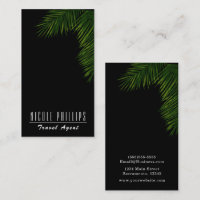 Chic Black Tropical Green Palm Tree Leaf