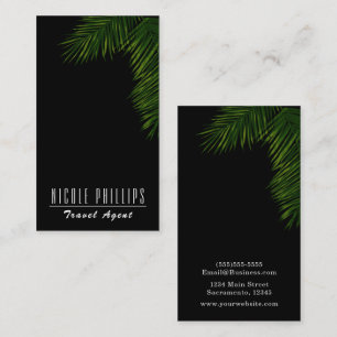Chic Black Tropical Green Palm Tree Leaf  Visitenkarte