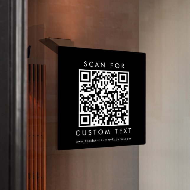 Chic Black Typografy Business Custom QR Code Fensteraufkleber (Von Creator hochgeladen)