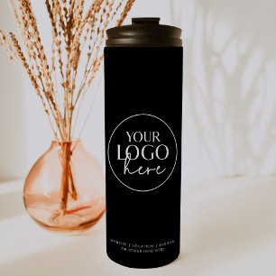 Chic Black Typografy Custom Business Logo Thermosbecher