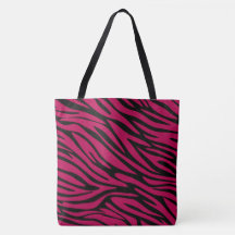 Chic Black und Berry Red Zebra Print Große Tasche