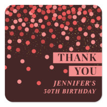 Chic Black und Red Confetti Danke, Sticker