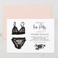 Chic Black Watercolor Lace Lingerie Hen Party