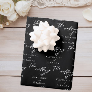 Chic Black Wedding Personalisiert Geschenkpapier Set