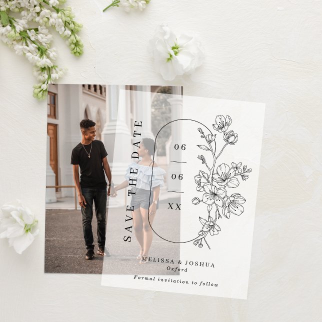 Chic Black & White Blossoms Hochzeit speichern das (Von Creator hochgeladen)