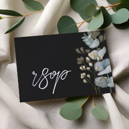 Chic Black & White Botancial Wedding RSVP Card Karte