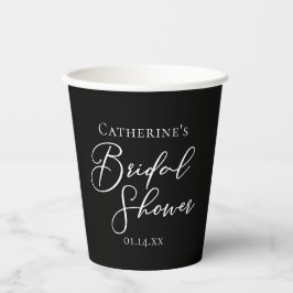 Chic Black White Bridal Shower Personalized Pappbecher