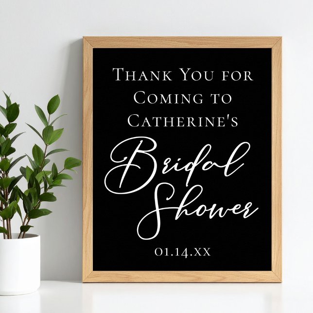 Chic Black White Bridal Shower Personalized Poster (Von Creator hochgeladen)