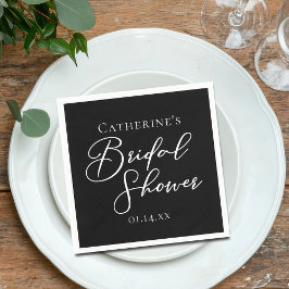 Chic Black White Bridal Shower Personalized Serviette
