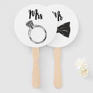 Chic Black & White Bridge oder Groom Wedding Games Fächer