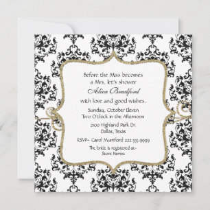 Chic Black & White Damask Bridal Dusche Einladung