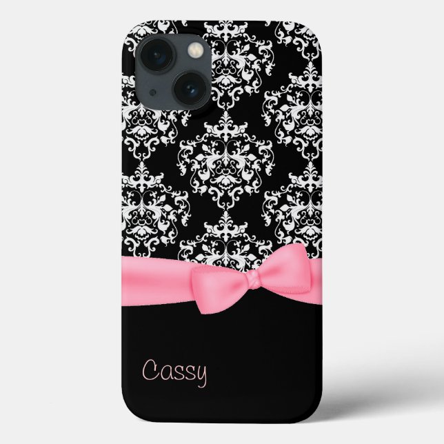 Chic Black & White Damask Case-Mate iPhone Hülle (Rückseite)