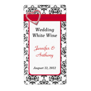 Chic Black & White Damask Hochzeitsweinetiketten
