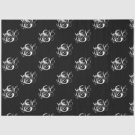 Chic Black & White Distressed Script Monogram Seidenpapier