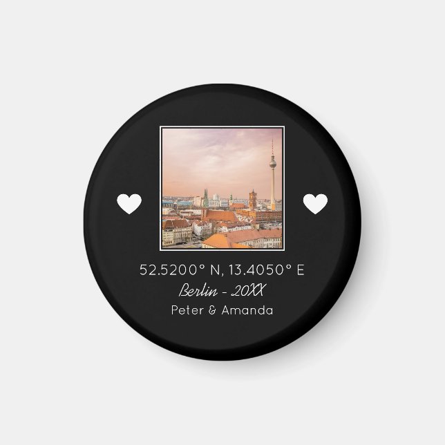 Chic Black & White First Date Keepake Boyfriend Magnet (Vorne)