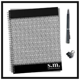 Chic Black & White Geometric Monogram Planer