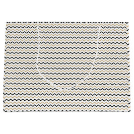 Chic Black, White & Gold Zickzack Geschenktasche Große Geschenktüte