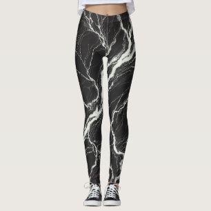 Chic Black & White Marmor Look Glamour Leggings