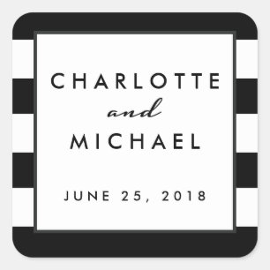 Chic Black White Modern Gastgeschenk Hochzeit La Quadratischer Aufkleber